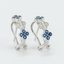Aretes Largos tipo flor Zafiro con Brillantes - PINETA - Oro Blanco 18K