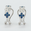 Aretes Largos tipo flor Zafiro con Brillantes - PINETA - Oro Blanco 18K