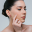 Aretes Rubí forma rectangular con brillantes - PINETA - Oro Amarillo 18 quilates
