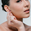 Aretes Rubí forma rectangular con brillantes - PINETA - Oro Amarillo 18 quilates