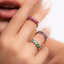 Anillo Churumbela Esmeralda con brillantes - PINETA - Oro Blanco 18K