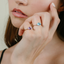 Anillo piedra Topacio azul suizo con Brillantes - PINETA - Oro blanco 18K