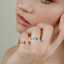 Anillo piedra Topacio azul suizo con Brillantes - PINETA - Oro blanco 18K