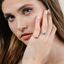 Anillo piedra Topacio azul suizo con Brillantes - PINETA - Oro blanco 18K