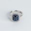 Anillo Zafiro Rectángulo con brillantes - PINETA - Oro Blanco 18K
