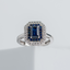 Anillo Zafiro Rectángulo con brillantes - PINETA - Oro Blanco 18K