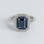 Anillo Zafiro Rectángulo con brillantes - PINETA - Oro Blanco 18K
