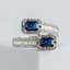 Anillo Doble forma Rectangular Zafiro - PINETA - Oro Blanco 18K