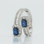 Anillo Doble forma Rectangular Zafiro - PINETA - Oro Blanco 18K