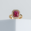 Anillo Rubí Rectángulo con brillantes - PINETA - Oro Amarillo 18K