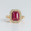 Anillo Rubí Rectángulo con brillantes - PINETA - Oro Amarillo 18K