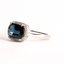 Anillo Azul Topacio Azul Marquesa con brillantes - PINETA - Oro Blanco 18K