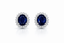 Aretes PINETA 18K con Zafiros Ovales y  Halo de Diamantes en Oro Blanco 18K