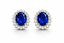 Aretes PINETA 18K con Zafiros Ovales y  Halo de Diamantes en Oro Blanco 18K