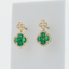 Aretes Largos tipo flor Esmeralda con Brillantes - PINETA - Oro Amarillo 18K