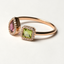 Anillo Doble Peridot y Rosa Turmalina- PINETA - Oro Rosa 18K