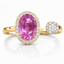 Anillo PINETA 18K en Oro Rosa con  Zafiro Rosa Natural y Diamantes Halo –  Diseño Asimétrico de Alta Joyería