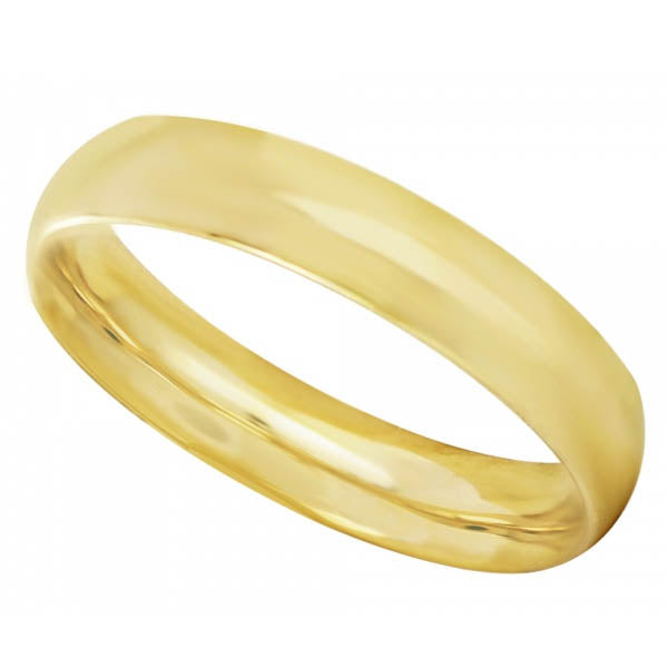 Argolla de matrimonio unisex 14k oro amarillo de 4mm tipo confort fit