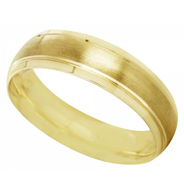 Argolla de matrimonio unisex 14k oro amarillo de 6mm tipo confort fit