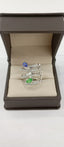 Anillo Doble con piedras semipreciosas con brillantes - PINETA - Oro Blanco 18K