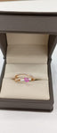 Anillo Doble con piedra semipreciosa con brillantes - PINETA - Oro Rosa 18K